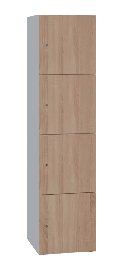 DOMINIT 44 úložná skříň 4-boxová, 1817x450x400 mm, korpus bílý, dvířka dub bardolino